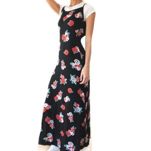 Black roses strappy maxi dress